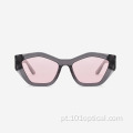 Óculos de sol feminino de acetato de corte chanfrado angular